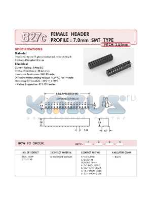 B27C240BG1 datasheet - FEMALE HEADER PROFILE : 7.0mm SMT TYPE