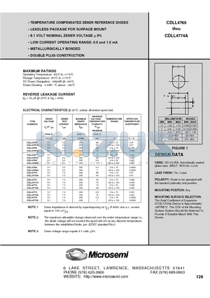 CDLL4767A datasheet - TEMPERATURE COMPENSATED ZENER REFERENCE DIODES