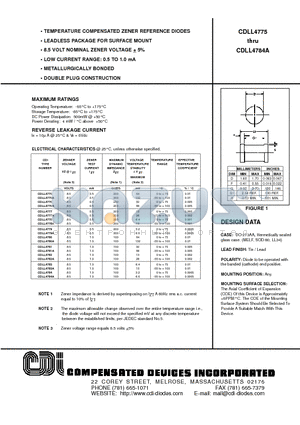 CDLL4778 datasheet - TEMPERATURE COMPENSATED ZENER REFERENCE DIODES