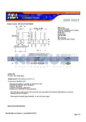 802-10-072-30-001000 datasheet - Interconnect Header .100 Grid; Surface Mount Pin Header Double Row Gull Wing Double Row Surface Mount