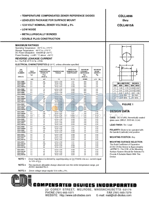 CDLL4900 datasheet - TEMPERATURE COMPENSATED ZENER REFERENCE DIODES
