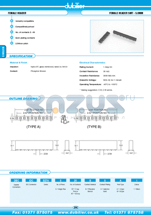 DBCIDCB17AS03BSB1 datasheet - FEMALE HEADER FEMALE HEADER SMT - 5.0MM