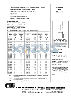 CDLL4904A datasheet - TEMPERATURE COMPENSATED ZENER REFERENCE DIODES