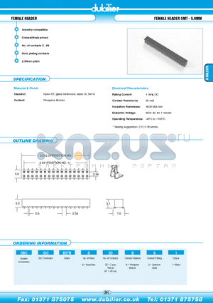 DBCIDCB27AD10BS1 datasheet - FEMALE HEADER FEMALE HEADER SMT - 5.0MM