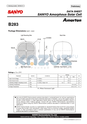 B283 datasheet - Amorphous Solar Cell