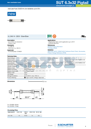 80200603PT datasheet - Axial Lead Fuse, 6.3x32 mm, low resistance, up to 30 A