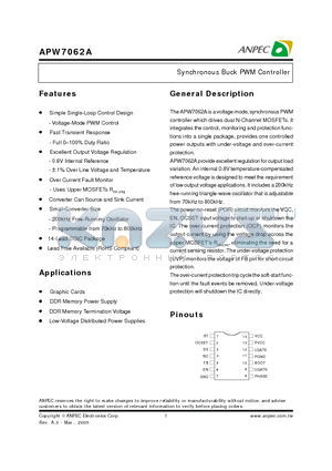 APW7062AKC-TRL datasheet - Synchronous Buck PWM Controller