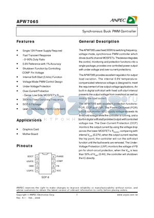 APW7065KE-TRL datasheet - Synchronous Buck PWM Controller