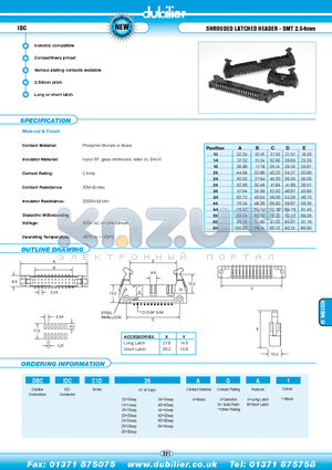DBCIDCC1D10AGB1 datasheet - IDC SHROUDED LATCHED HEADER - SMT 2.54mm