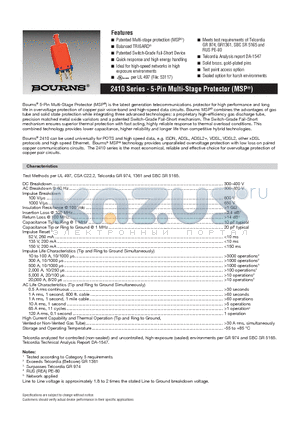 2410-33-G-BC-ST datasheet - 2410 Series - 5-Pin Multi-Stage Protector (MSP^)