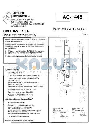 AC-1445 datasheet - CCFL INVERTER