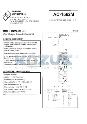 AC-1562M datasheet - CCFL INVERTER