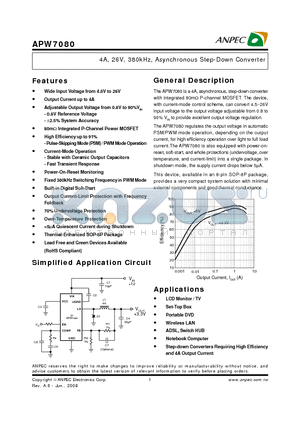 APW7080KAI-TRL datasheet - 4A, 26V, 380kHz, Asynchronous Step-Down Converter