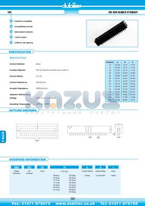 DBCIDCC316AG1 datasheet - IDC IDC BOX HEADER STRAIGHT