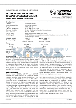 2412AT datasheet - Direct Wire Photoelectronic with Fixed Heat Smoke Detectors