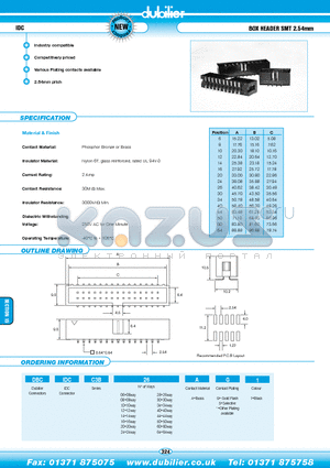 DBCIDCC3B10AG1 datasheet - IDC BOX HEADER SMT 2.54mm