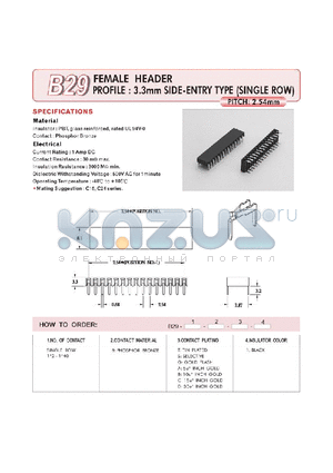 B29140BG1 datasheet - FEMALE HEADER PROFILE : 3.3mm SIDE-ENTRY TYPE(SINGLE ROW)