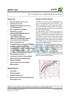 APW7145_09 datasheet - 3A, 12V, Synchronous-Rectified Buck Converter