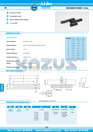DBCIDCC4210BG1 datasheet - IDC BOX HEADER STRAIGHT 1.27mm