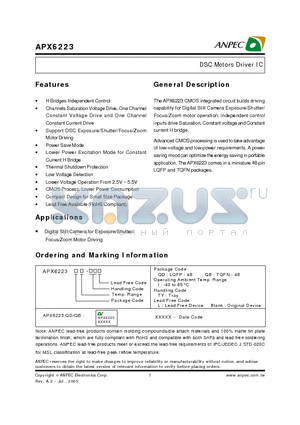 APX6223QBI-TY datasheet - DSC Motors Driver IC