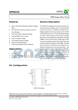 APX6219KI-TRL datasheet - PWM Stepper Motor Driver