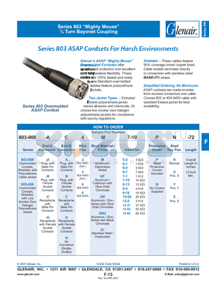 803-008-AA2NF5-3 datasheet - Cordsets For Harsh Environments
