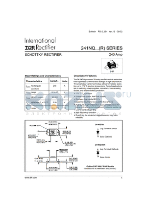 241NQ datasheet - SCHOTTKY RECTIFIER