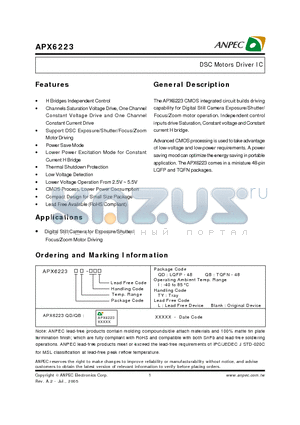 APX6223QDI-TY datasheet - DSC Motors Driver IC