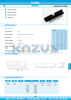 DBCIDCC430AG1 datasheet - IDC BOX HEADER RIGHT ANGLE