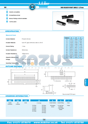 DBCIDCC4314BG1 datasheet - IDC BOX HEADER RIGHT ANGLE 1.27mm