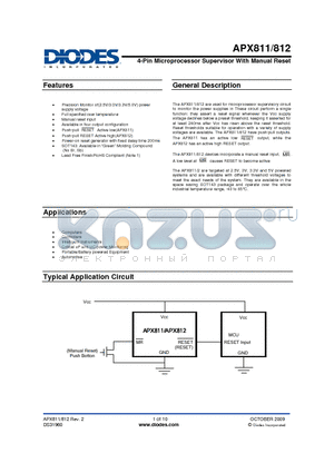 APX811-31UG-7 datasheet - 4-Pin Microprocessor Supervisor With Manual Reset