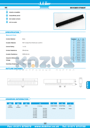 DBCIDCC510AG1 datasheet - IDC BOX HEADER STRAIGHT