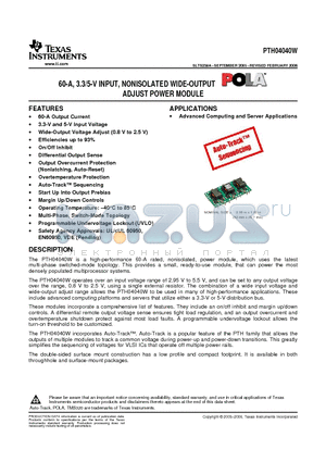 C1210C106M4PAC datasheet - 60-A, 3.3/5-V INPUT, NONISOLATED WIDE-OUTPUT ADJUST POWER MODULE