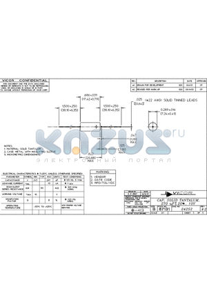 24252-2 datasheet - CAP, SOLID TANTALUM, 270 uF- 20%, 10V