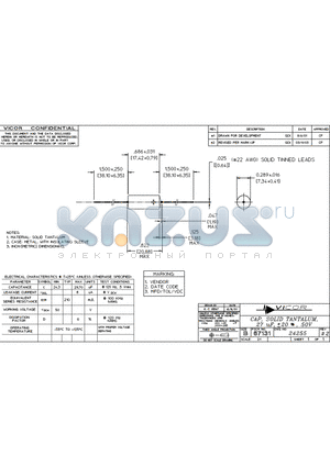 24255-2 datasheet - CAP, SOLID TANTALUM, 27 uF, -20%, 50V