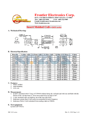 2431-11 datasheet - Insert Molded Coil