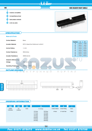 DBCIDCC614AG1 datasheet - IDC BOX HEADER RIGHT ANGLE