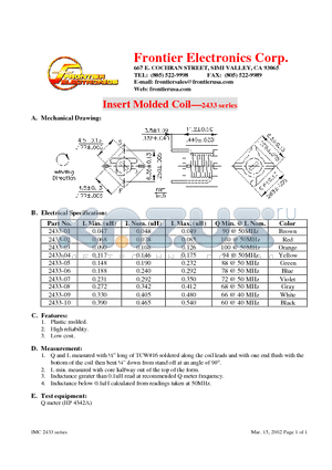 2433-01 datasheet - Insert Molded Coil