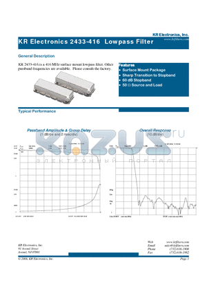 2433-416 datasheet - Lowpass Filter