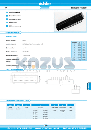 DBCIDCC730BS1 datasheet - IDC BOX HEADER STRAIGHT