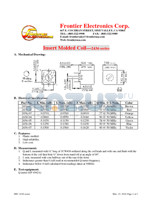 2436-01 datasheet - Insert Molded Coil