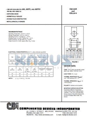 CDLL914 datasheet - SWITCHING DIODE