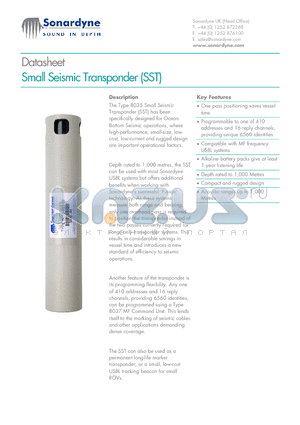 8035 datasheet - Small Seismic Transponder (SST)