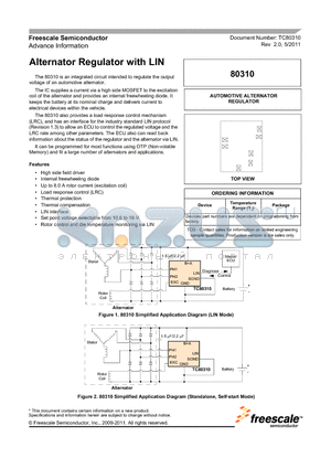 80310 datasheet - Alternator Regulator with LIN High side field driver