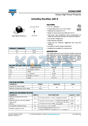 243NQ100R datasheet - Schottky Rectifier, 240 A