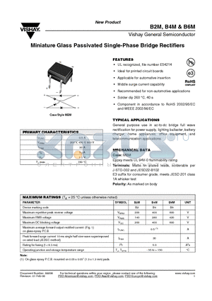 B2M-45 datasheet - Miniature Glass Passivated Single-Phase Bridge Rectifiers