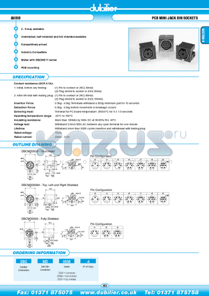 DBCMD0508A-4 datasheet - AUDIO PCB MINI JACK DIN SOCKETS