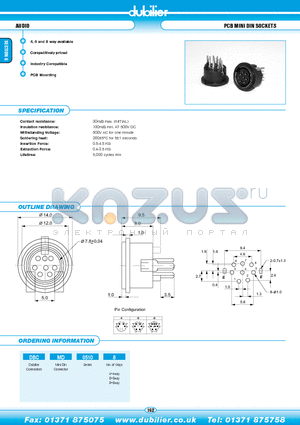 DBCMD05106 datasheet - AUDIO PCB MINI DIN SOCKETS