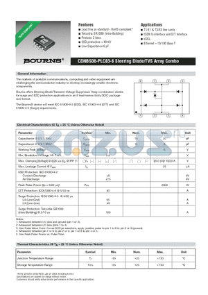 CDNBS08-PLC03-6 datasheet - CDNBS08-PLC03-6 Steering Diode/TVS Array Combo