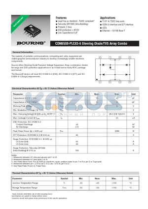 CDNBS08-PLC03-6 datasheet - Steering Diode/TVS Array Combo